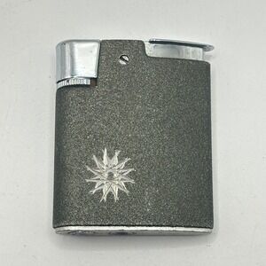 Vintage Ronson Varaflame Whirlwind Lighter Grey Textured Starburst Silver USA